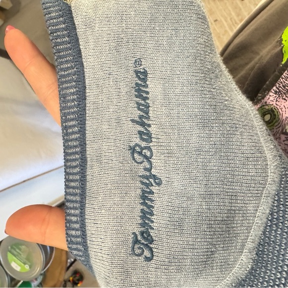 Tommy Bahama Men’s Silk/Cotton Blend V-neck Sweater, Blue Woven Pattern Sz XL - Picture 5 of 7